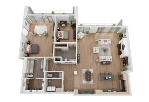 Floor plan for 2 beds, 2.5 baths, 2027 sqft